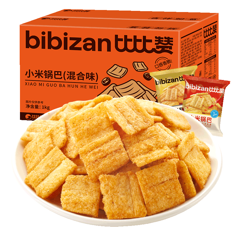 plus：比比赞（BIBIZAN）小米锅巴混合味1000g童年锅巴怀旧小吃办公室饼干膨化