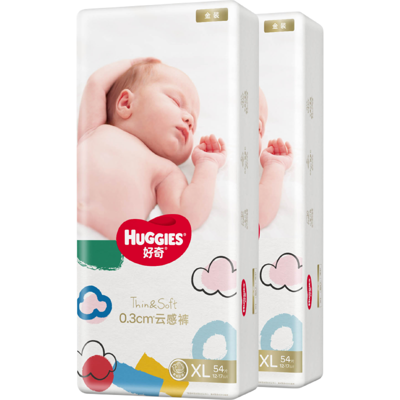 京东百亿补贴、plus会员:好奇（Huggies）金装纸尿裤XL108片(12-17kg)加大号婴儿