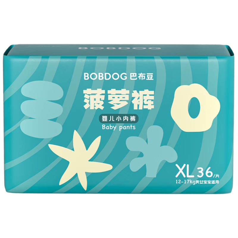 巴布豆（BOBDOG）新菠萝拉拉裤XL码36片(12-17kg)×4件 88元（合22元/件）