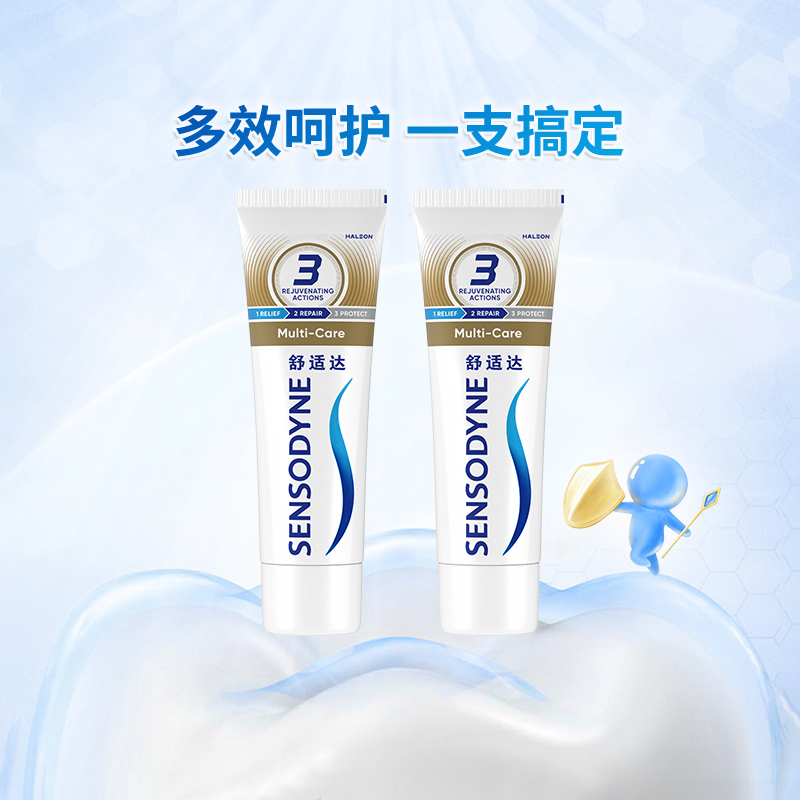 88VIP：SENSODYNE 舒适达 抗敏感牙膏成人含氟多效防蛀护龈脱敏200g 47.4元