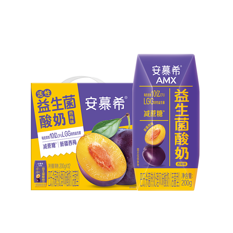 安慕希 西梅益生菌酸奶 利乐钻 风味发酵乳 200g 12盒 21.9元
