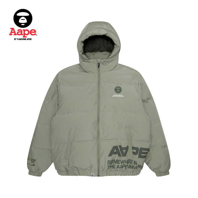 Aape 男装秋冬猿颜徽章字母印花连帽羽绒服外套7594XXL 1251元（需用券）