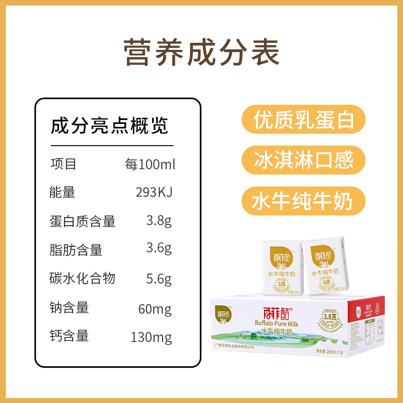 百菲酪 3.8g水牛纯牛奶200ml*36盒学生成人营养早餐牛奶 97.03元 - 线报酷