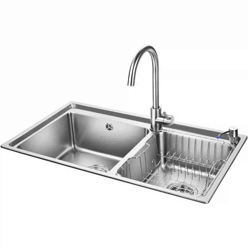OULIN 欧琳 水槽双槽套餐 厨房洗菜盆双槽加厚不锈钢WG78452 配不锈钢X001龙头 