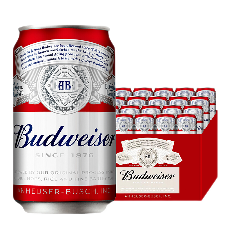plus会员:百威（BUDWEISER） 百威啤酒经典醇正330ml*24罐装 78.6元（需领券）