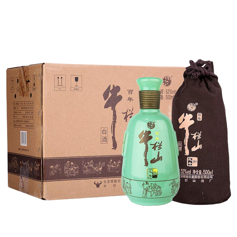 牛栏山 和之牛 浓香型白酒 52度 500ml*6瓶 整箱装内含礼袋 年货节送礼 389.81元