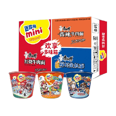 再降价、88VIP:康师傅 迷你杯方便面 红烧+香辣+鲜虾 三口味组合12盒 21.43元(