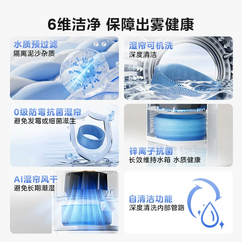 美的 小蓝鲸700无雾空气加湿器W50净化家用孕妇婴儿卧室客厅增湿器 398.65元 - 86线报