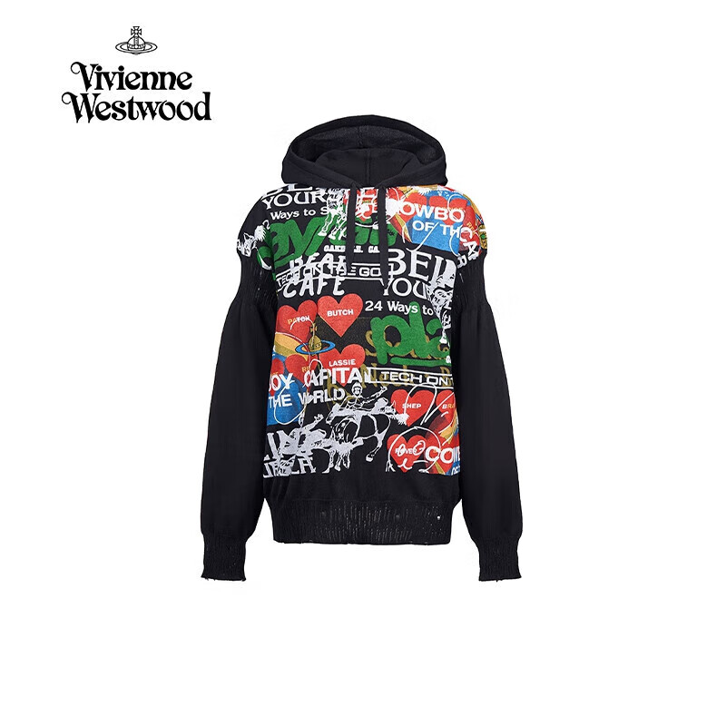 Vivienne Westwood 男女同款土星logo连帽衫 黑色L 1462.5元