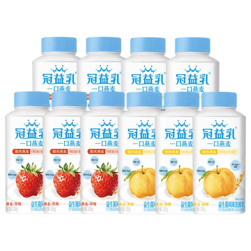 国家补贴：蒙牛 冠益乳酸奶一口燕麦草莓250g×5瓶＋黄桃5瓶 源头直发 10瓶 30