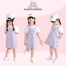 JELLYBABY 2024年夏季婴幼女童童装套装T恤吊带裙两件套 紫色 110 94元（需用券