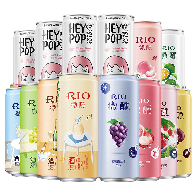PLUS会员：RIO 锐澳 微醺系列 预调鸡尾酒 330ml*10罐+4罐气泡水 57.82元包邮（满