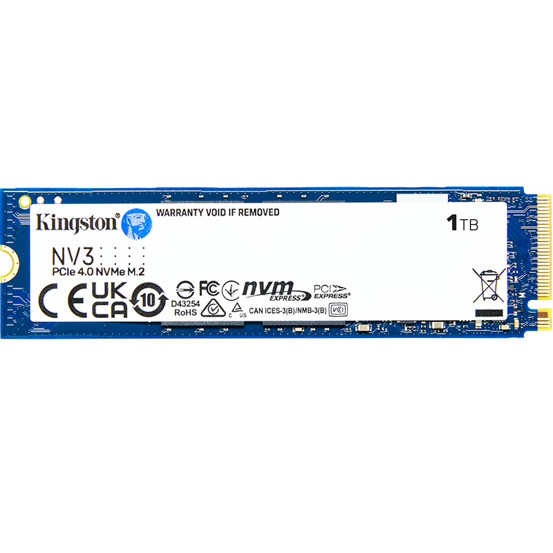 PLUS会员: 金士顿 1TB SSD固态硬盘 M.2(NVMe PCIe 4.0×4) NV3系列 读速6000MB/s 376.91元