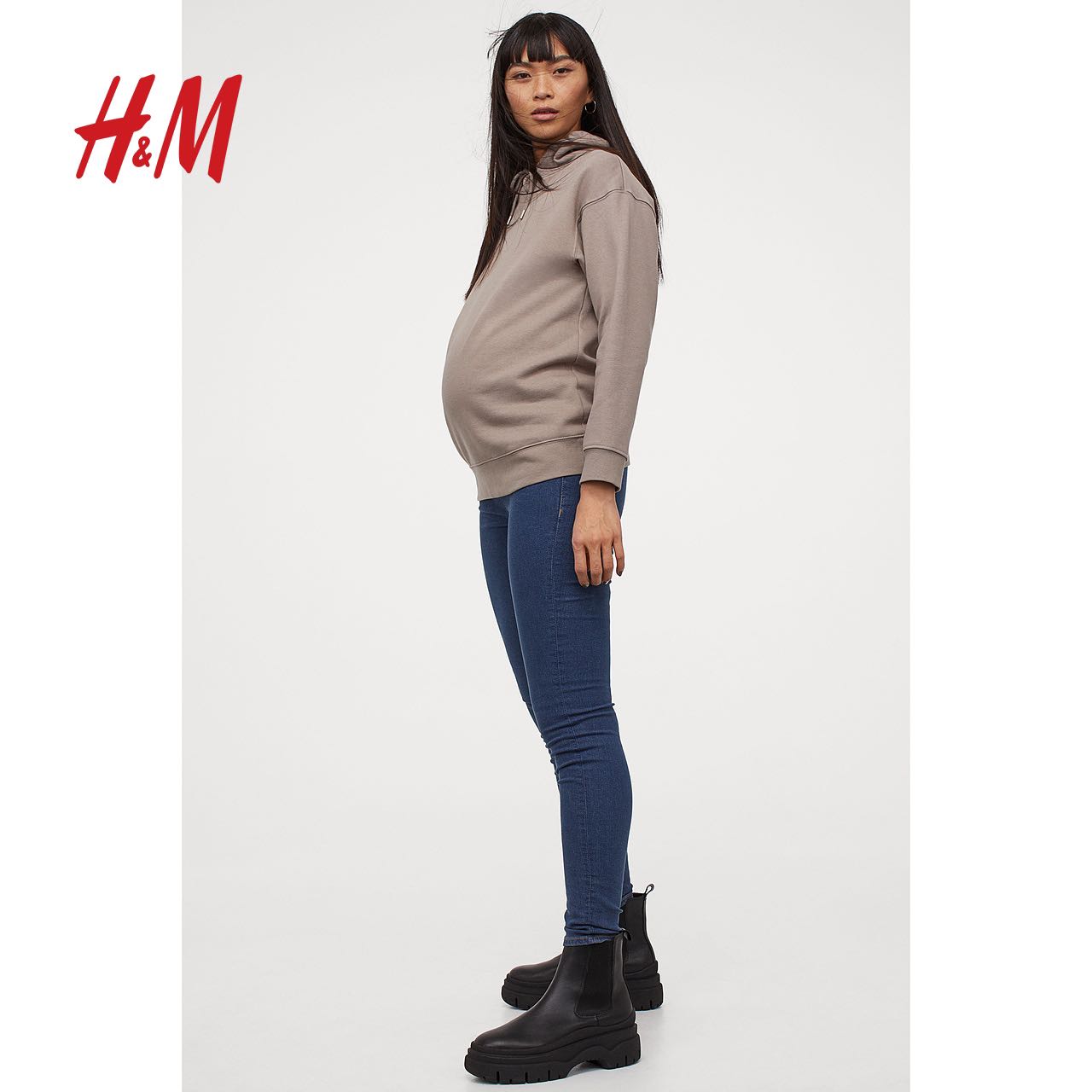 H&M HM女士裤子冬季时尚高腰修身柔软舒适牛仔打底裤0929718 42.5元