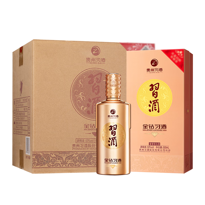 plus会员:习酒 贵州习酒酱香型 53度 500mL 6瓶 习酒金钻 整箱装 1068元（需领券