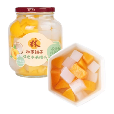 闭眼买：林家铺子 黄桃椰果双拼什锦罐头 1kg 玻璃瓶装 7.71元+4.79元淘金币