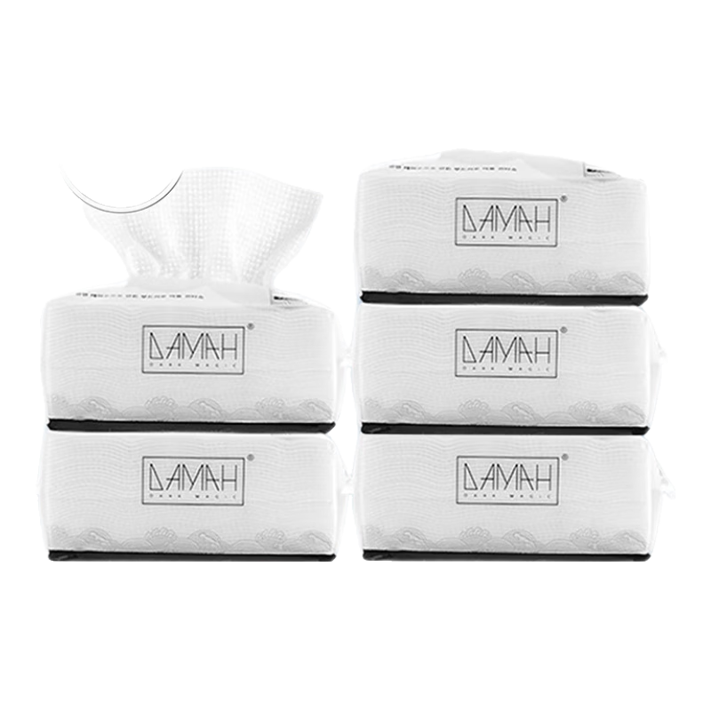 DAMAH DARK MAGIC 黑魔法洗脸巾一次性面巾纸洁面巾擦脸巾抽取式 洗脸巾80抽*5包