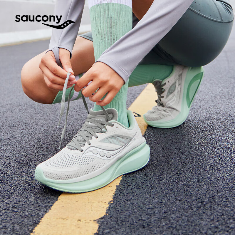 saucony 索康尼 全擎22女跑鞋缓震舒适跑步鞋训练运动鞋浅灰白39 373.55元（需