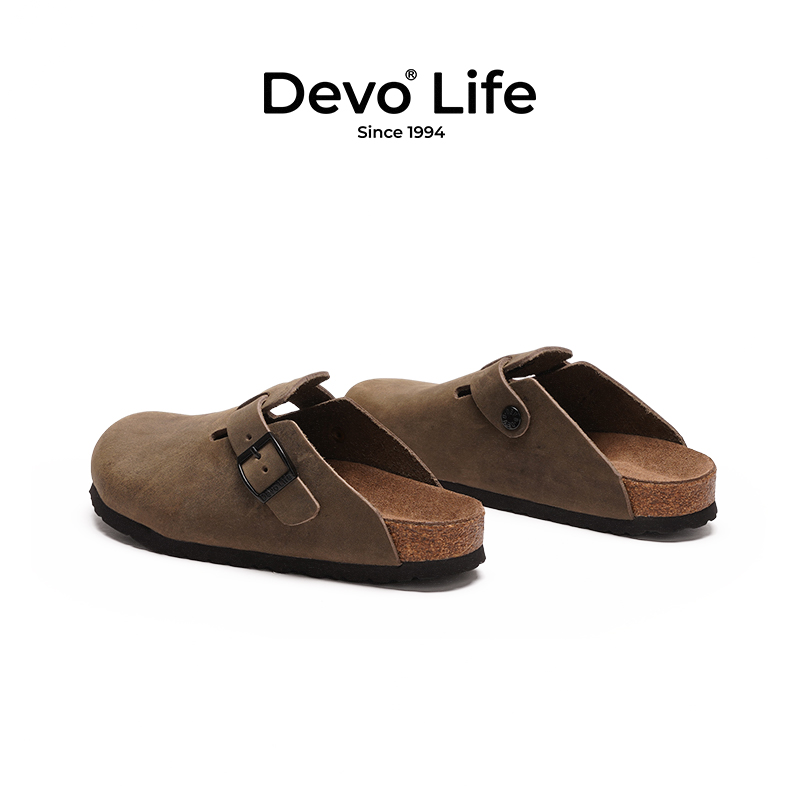 Devo 的沃 软木拖鞋女休闲包头半包半拖套脚时尚复古日系文艺3624 249元（需