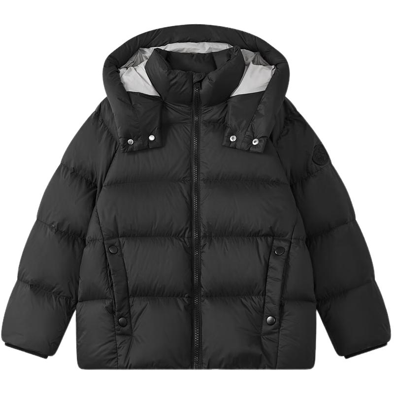 马骑顿 男童25冬学院风轻盈保暖连帽羽绒服 黑色 150 197元