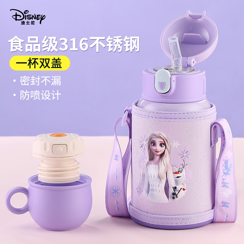 Disney 迪士尼 儿童保温杯 带吸管直饮壶 316不锈钢 冰雪 520ML 39.5元