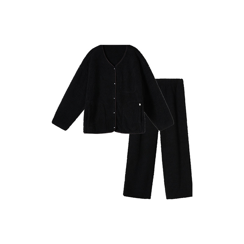 Ubras 家居服女熊绒绒开襟长袖套装加厚珊瑚绒 193.2元