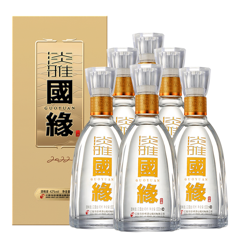 PLUS会员：今世缘 淡雅国缘 浓香型白酒 42度 500ml*6瓶 整箱装 返后692.5元包邮