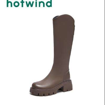 再降价、需入会：hotwind 热风 女士加绒骑士长筒靴 02棕色（温暖绒里3841） 37