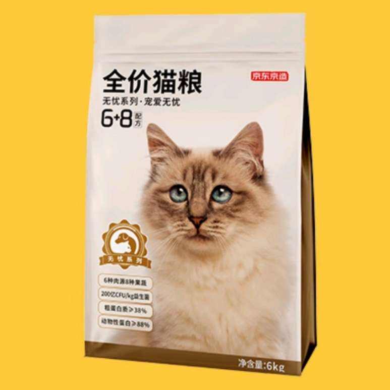 plus，需凑单：京东京造 全价无谷6种肉通用型猫粮 6kg 119.58元