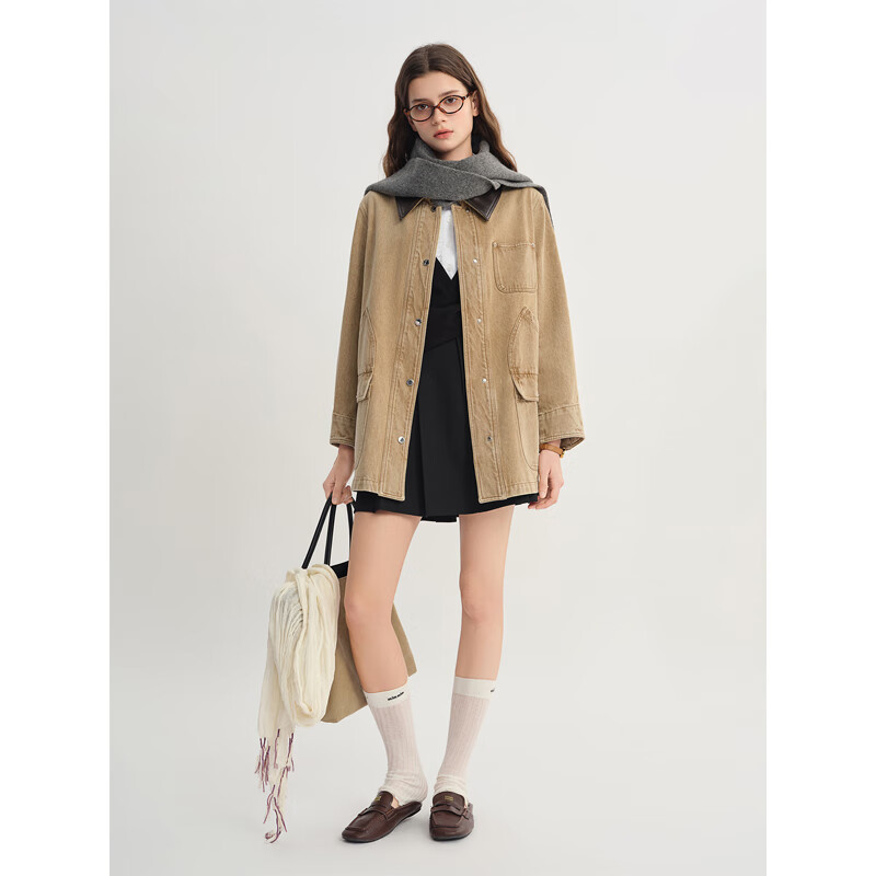 独束 撞色水洗 女士牛仔外套 L （尺码：2） 274.5元