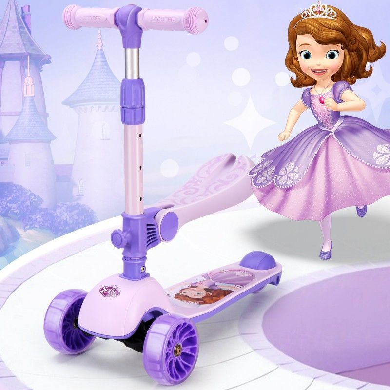 百亿补贴：Disney 迪士尼 儿童滑板车3-6-12岁女孩公主男宝宝折叠踏板闪光溜溜滑滑车 133.19元