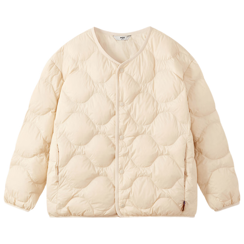 马骑顿 男童25冬户外女童内胆登山轻薄羽绒服 米白 140 131元