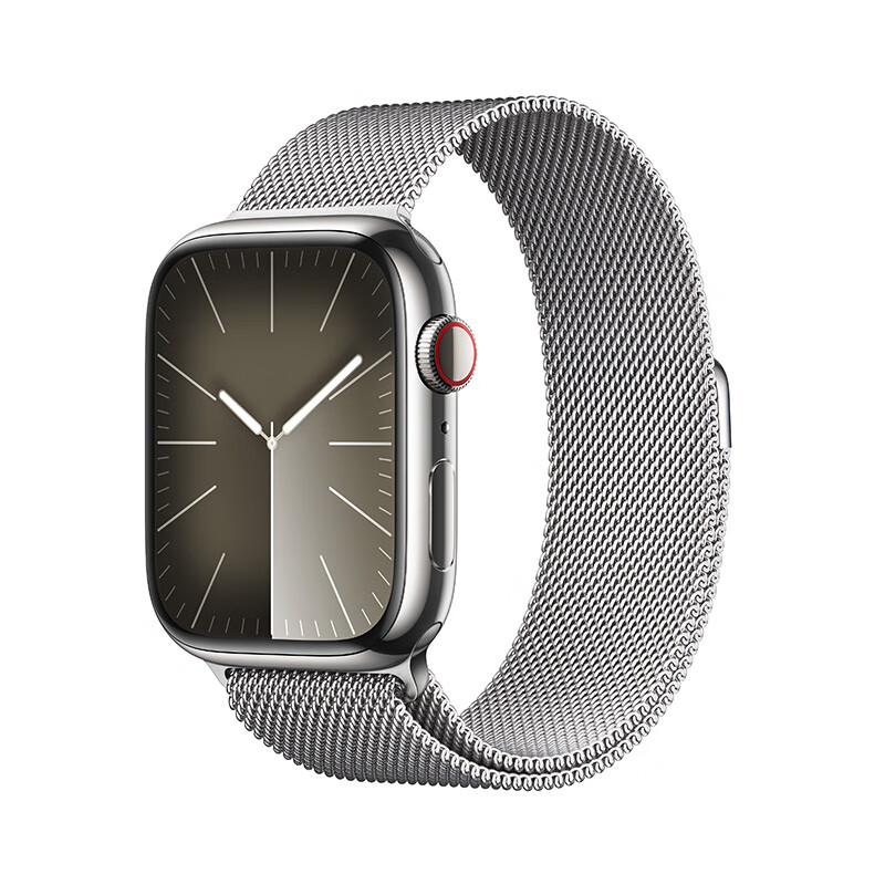 Apple 苹果 Watch Series 9 智能手表蜂窝款45毫米银色不锈钢表壳银色米兰尼斯表