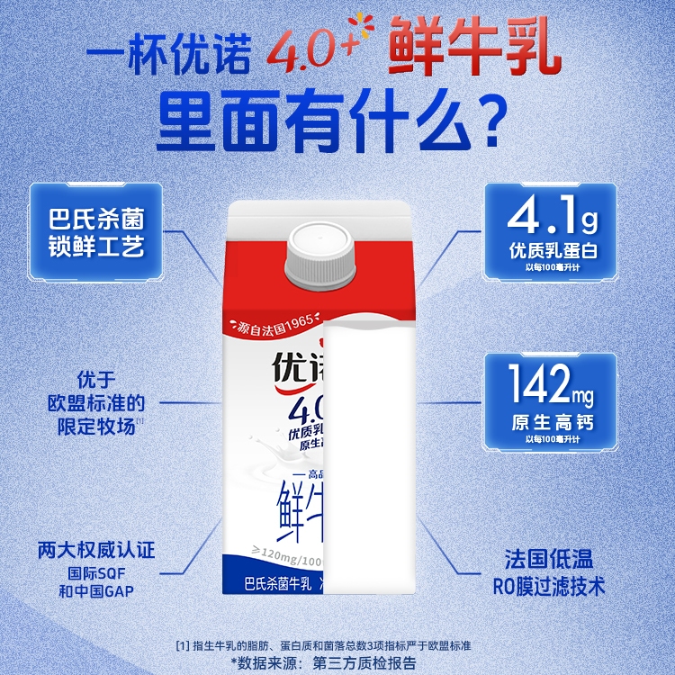 yoplait 优诺 高钙早餐纯牛奶450ml 21元