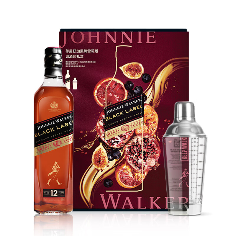 JOHNNIE WALKER 尊尼获加 12年 黑牌 调和 苏格兰威士忌 40%vol 700ml 调酒师礼盒 167.