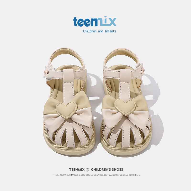 TEENMIX 天美意 沙滩鞋小孩公主鞋子 米色 33码 82.31元（需用券）