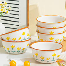 CERAMICS 佩尔森 陶瓷碗家用饭碗甜品碗加厚防烫碗 山菊花4.75英寸6只装 25.6元