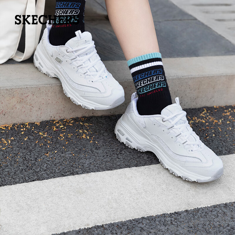 SKECHERS 斯凯奇 女鞋冬季保暖复古老爹鞋厚底增高防滑休闲运动鞋小白鞋 169.6