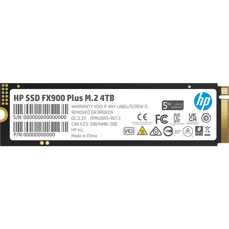 京东PLUS：HP 惠普 4TB SSD固态硬盘 M.2接口(NVMe协议) FX900Plus系列｜PCIe 4.0（7400MB