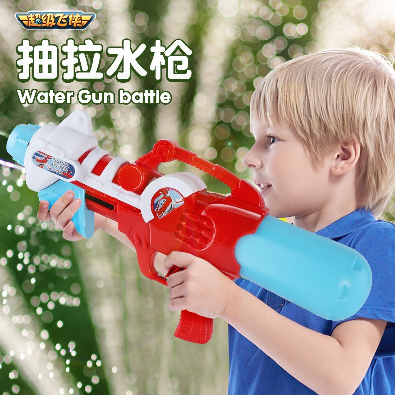 BIG TAYLOR 泰芬乐 超级飞侠抽拉按压水枪儿童戏水玩具漂流水枪高压远射程滋