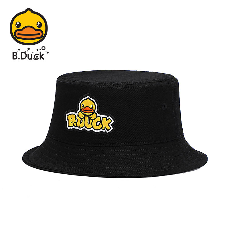 B.Duck小黄鸭儿童渔夫帽男童帽子2021新款女童卡通可爱遮阳帽 BM1166201 黑色 6