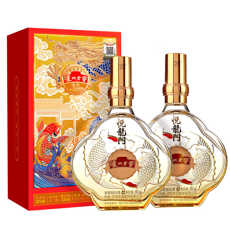 移动端：泸州老窖 悦龙门 52度 浓香型白酒 500ml*2瓶 178元（淘金币可抵7.98元