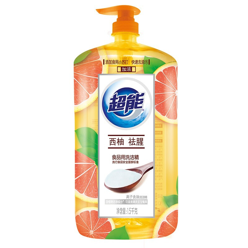 超能 离子去油洗洁精 西柚祛腥 1kg 2.76元