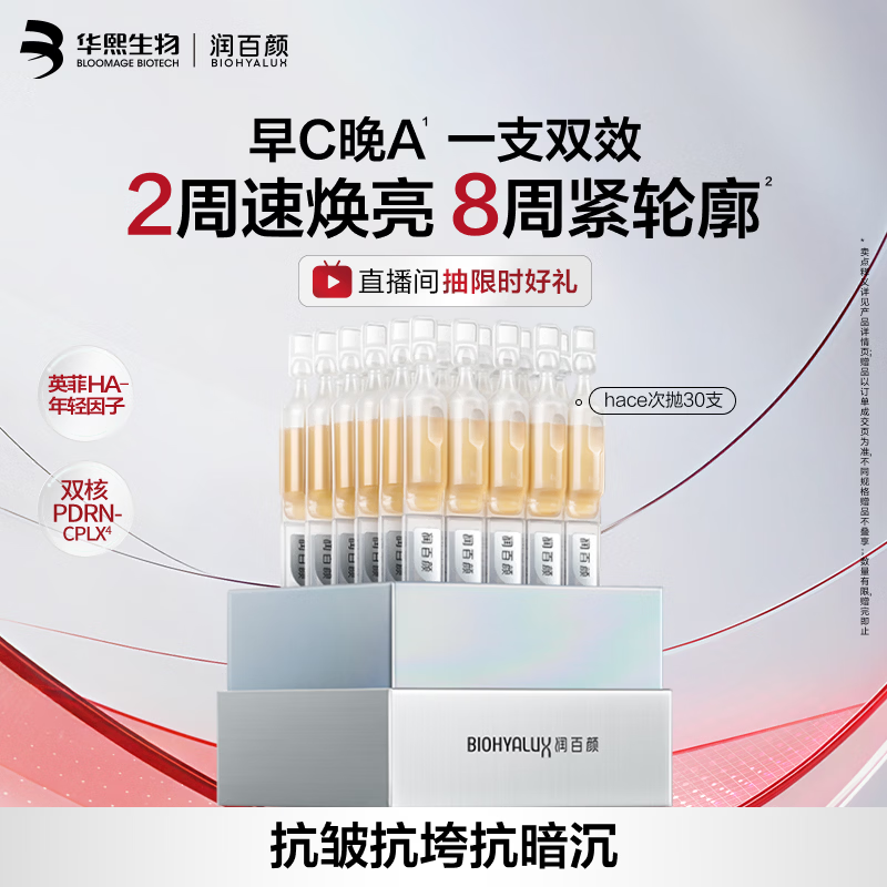 润百颜 折2.9/支 华熙生物HACE次抛精华 含赠共50支 148.5元 - 线报酷