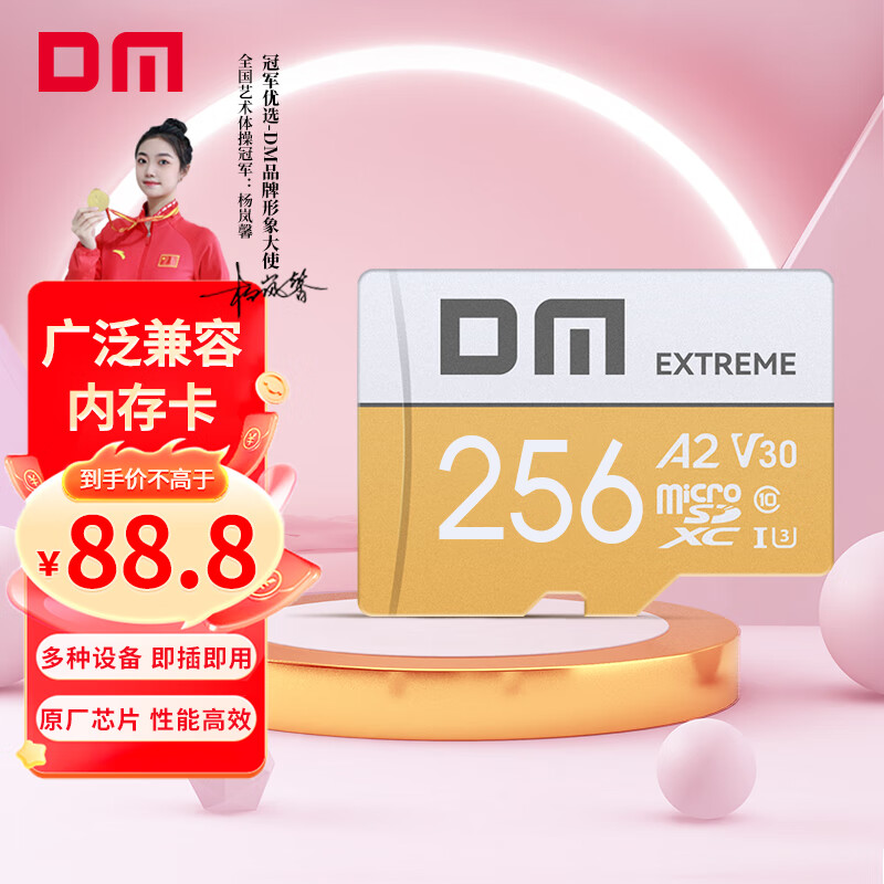 DM 大迈 256GB TF（MicroSD）存储卡 A2 V30 金卡 （需购买多件） ￥68