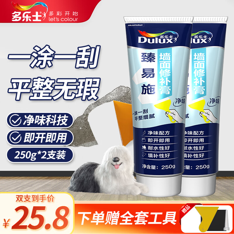 Dulux 多乐士 臻易施补墙膏 250g*2支 白色 21.66元