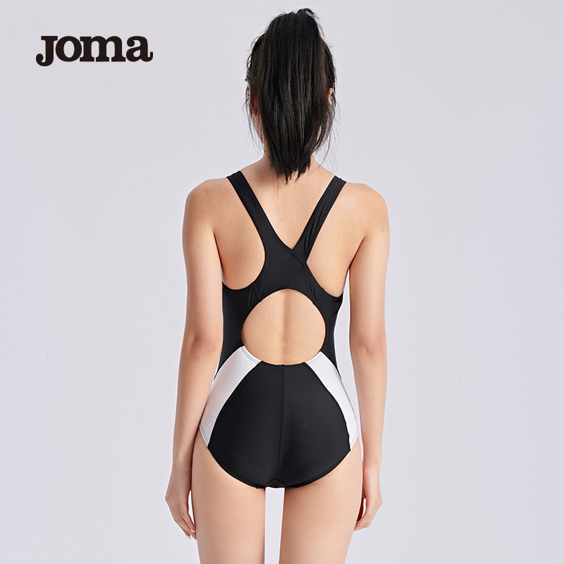 Joma 荷马 连体泳衣女速干游泳运动夏显瘦遮肚比赛训练泳装泳帽泳镜套装 39