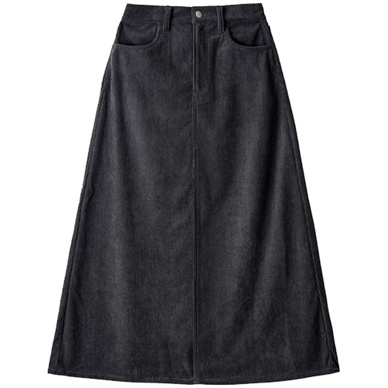 無印良品 MUJI 女式 灯芯绒 A字裙 长半身裙女冬季款裙子 美拉德BE09CC3A 深灰