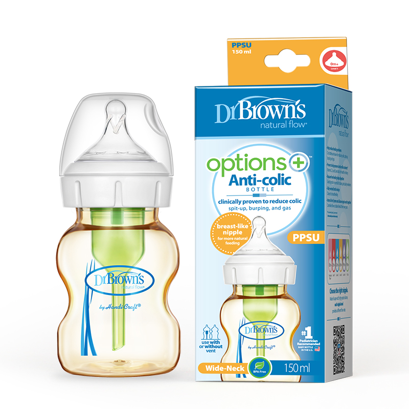 布朗博士 美国布朗博士爱宝选PLUS防胀气宽口PPSU婴儿奶瓶150ml 67.45元（需用