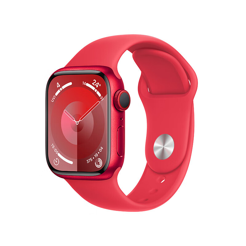 苹果 Apple Watch Series 9 智能手表 GPS+蜂窝网络款 41mm 红色铝金属表壳 红色橡胶